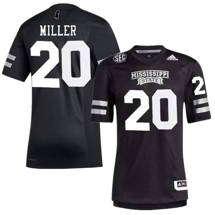 Men #20 Montre Miller Mississippi State Bulldogs College Football Jerseys Stitched-Black